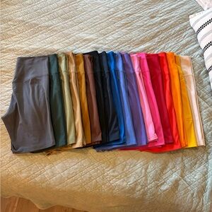 Rainbow assortment! Girlfriend collective high rise bike shorts, size small x 18